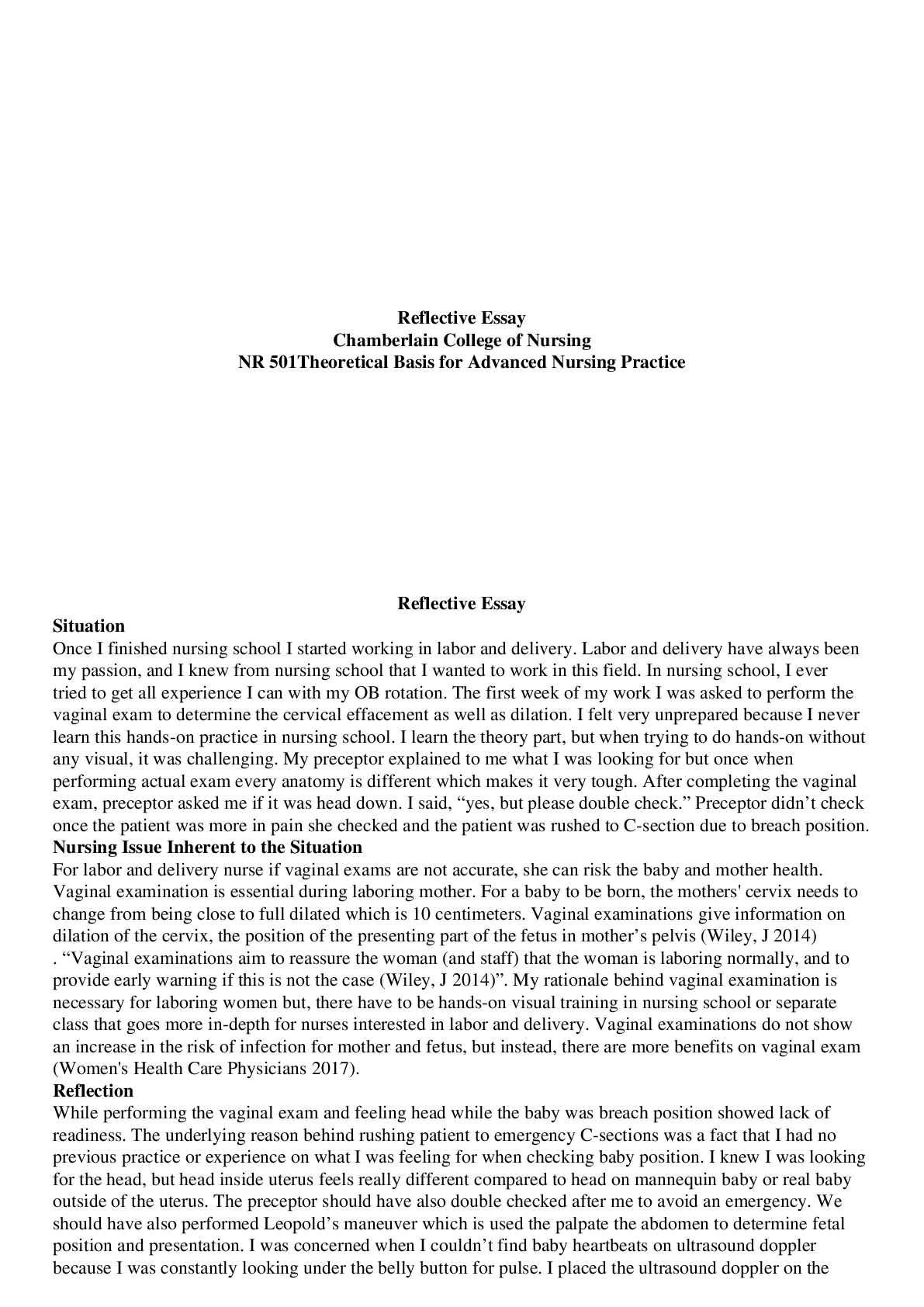 Preview image of NR 501 Reflective Essay document